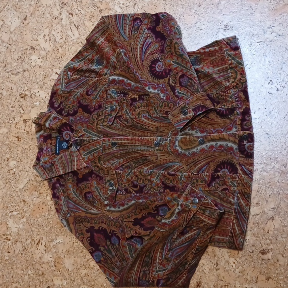 Statements Paisley Corduroy Women's Jean Jacket Size XL